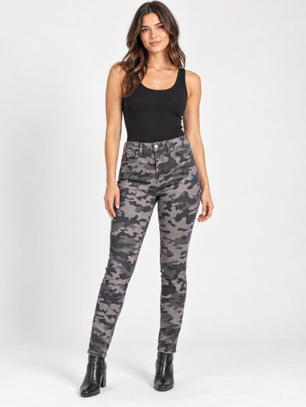 Gray Camouflage Skinny Pants